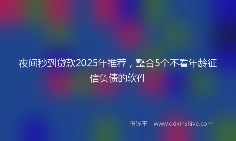 夜间秒到贷款2025年推荐，整合5个不看年龄征信负债的软件