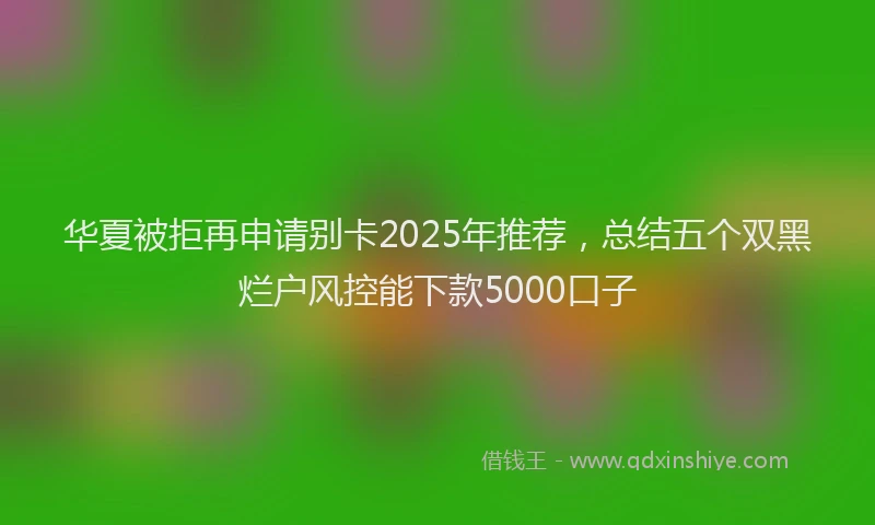 华夏被拒再申请别卡2025年推荐，总结五个双黑烂户风控能下款5000口子