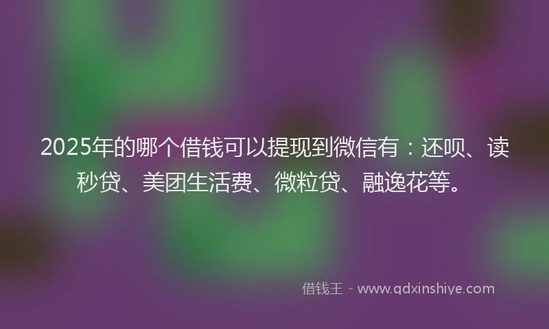 2025年的哪个借钱可以提现到微信有：还呗、读秒贷、美团生活费、微粒贷、融逸花等。