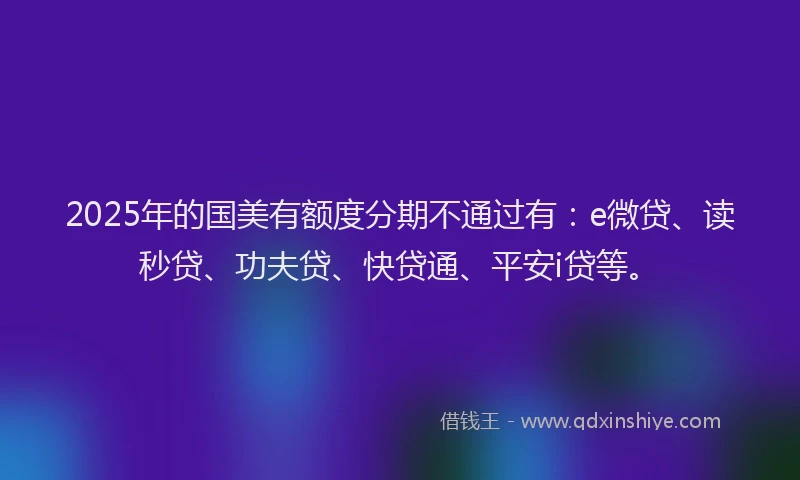2025年的国美有额度分期不通过有：e微贷、读秒贷、功夫贷、快贷通、平安i贷等。