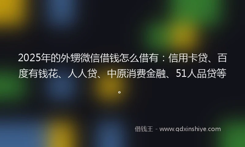 2025年的外甥微信借钱怎么借有：信用卡贷、百度有钱花、人人贷、中原消费金融、51人品贷等。