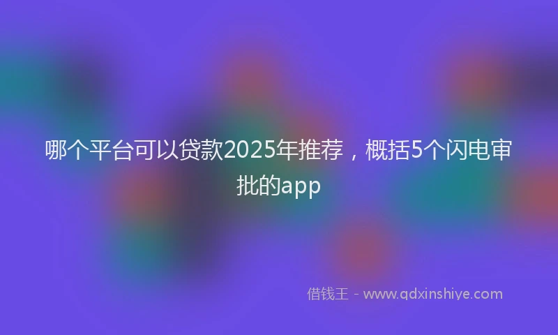 哪个平台可以贷款2025年推荐，概括5个闪电审批的app