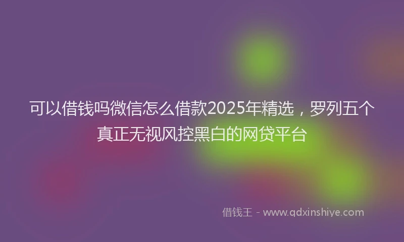 可以借钱吗微信怎么借款2025年精选，罗列五个真正无视风控黑白的网贷平台