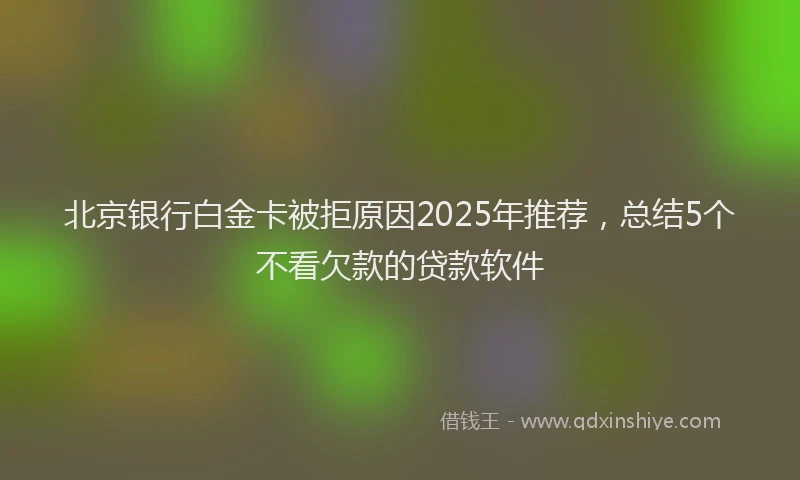 北京银行白金卡被拒原因2025年推荐，总结5个不看欠款的贷款软件