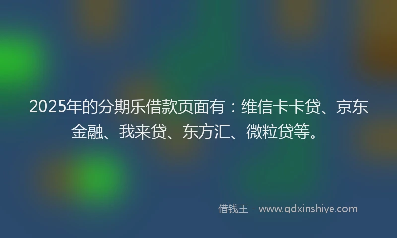 2025年的分期乐借款页面有：维信卡卡贷、京东金融、我来贷、东方汇、微粒贷等。