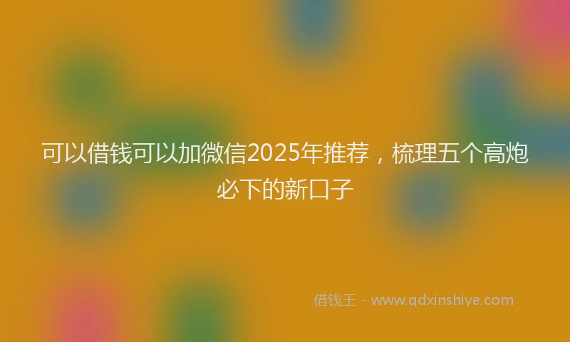 可以借钱可以加微信2025年推荐，梳理五个高炮必下的新口子
