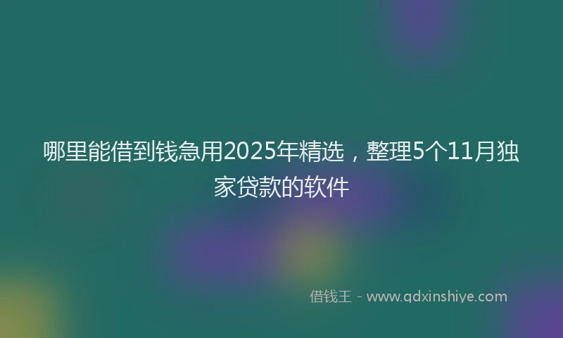 哪里能借到钱急用2025年精选，整理5个11月独家贷款的软件