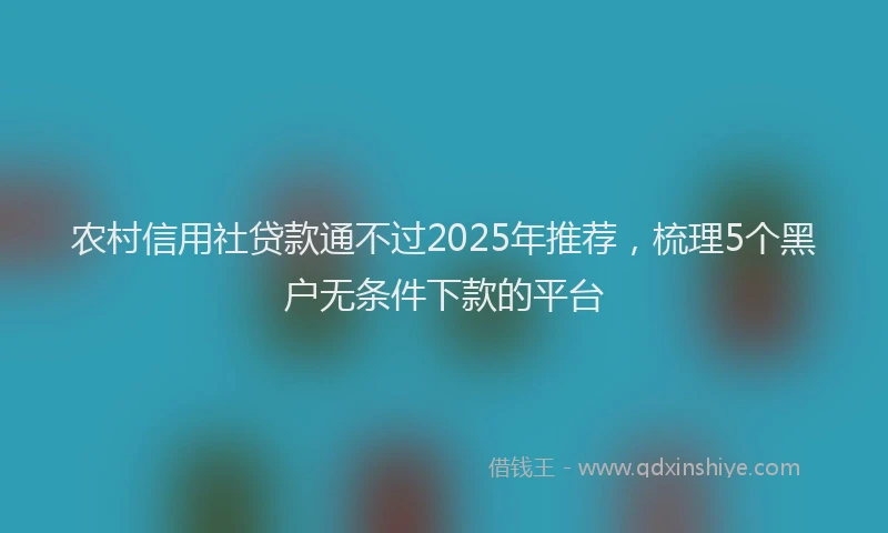 农村信用社贷款通不过2025年推荐，梳理5个黑户无条件下款的平台