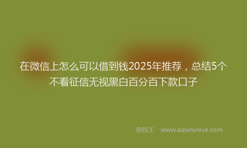 在微信上怎么可以借到钱2025年推荐，总结5个不看征信无视黑白百分百下款口子