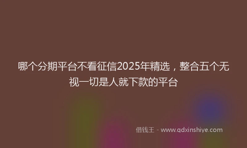 哪个分期平台不看征信2025年精选，整合五个无视一切是人就下款的平台