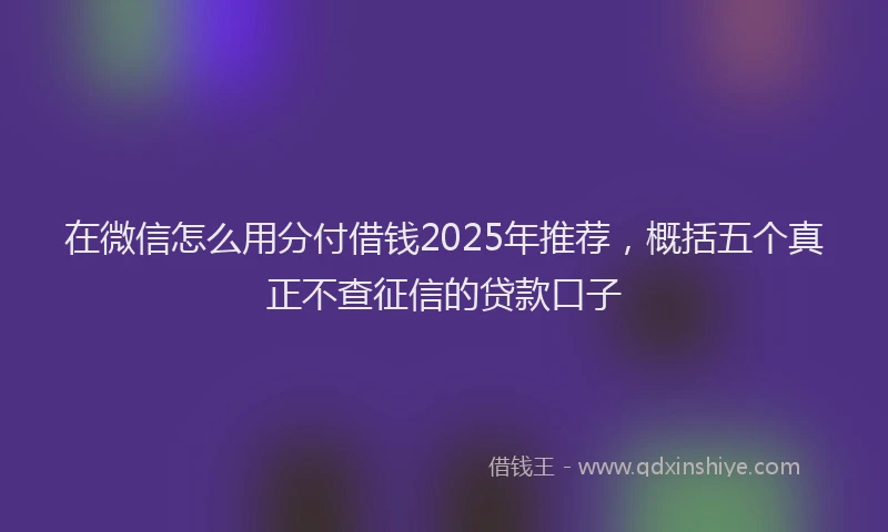 在微信怎么用分付借钱2025年推荐，概括五个真正不查征信的贷款口子