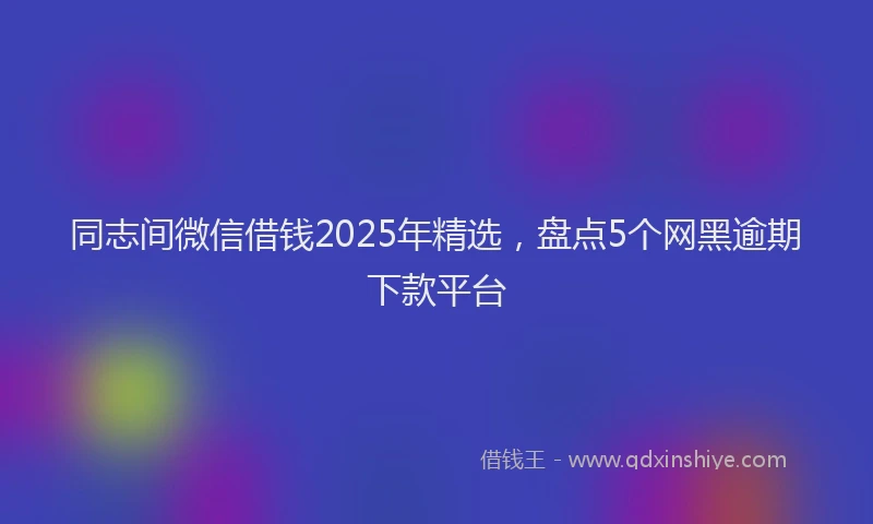 同志间微信借钱2025年精选，盘点5个网黑逾期下款平台