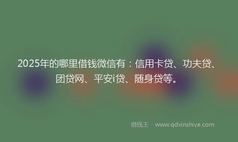 2025年的哪里借钱微信有：信用卡贷、功夫贷、团贷网、平安i贷、随身贷等。