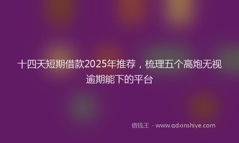 十四天短期借款2025年推荐，梳理五个高炮无视逾期能下的平台