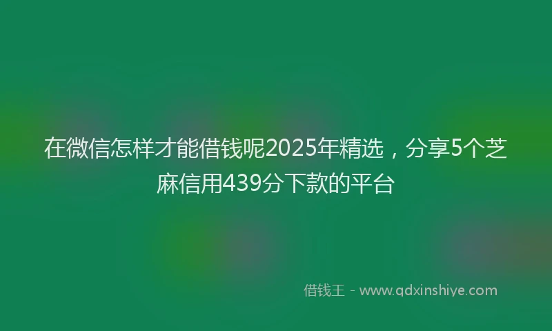 在微信怎样才能借钱呢2025年精选，分享5个芝麻信用439分下款的平台