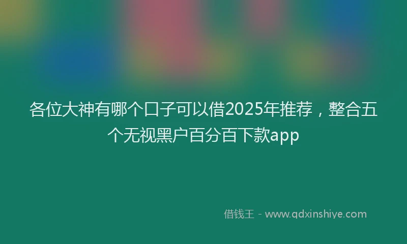 各位大神有哪个口子可以借2025年推荐，整合五个无视黑户百分百下款app