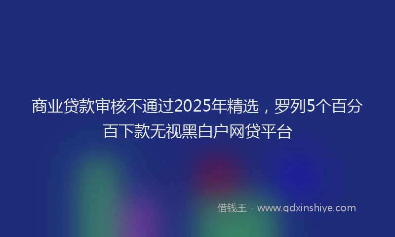商业贷款审核不通过2025年精选，罗列5个百分百下款无视黑白户网贷平台
