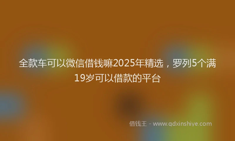 全款车可以微信借钱嘛2025年精选，罗列5个满19岁可以借款的平台