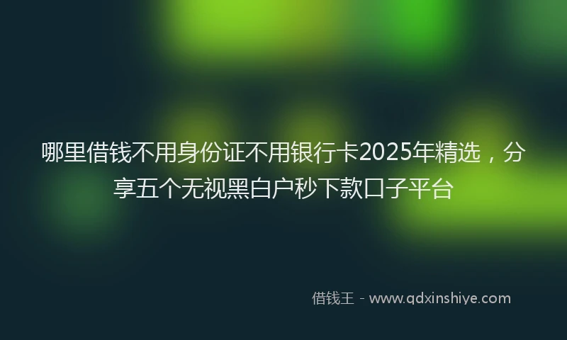 哪里借钱不用身份证不用银行卡2025年精选，分享五个无视黑白户秒下款口子平台