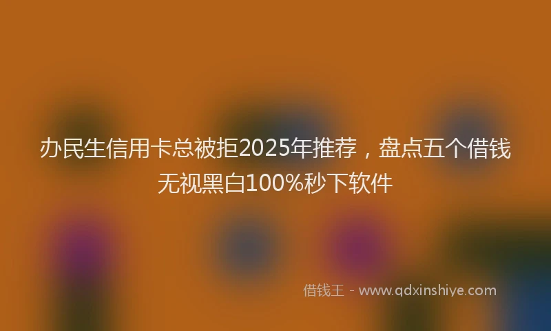 办民生信用卡总被拒2025年推荐，盘点五个借钱无视黑白100%秒下软件
