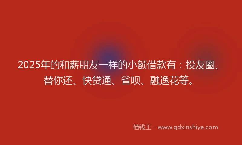 2025年的和薪朋友一样的小额借款有：投友圈、替你还、快贷通、省呗、融逸花等。