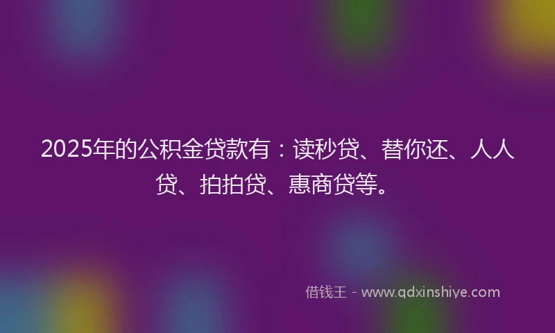 2025年的公积金贷款有：读秒贷、替你还、人人贷、拍拍贷、惠商贷等。