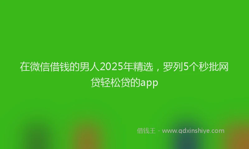 在微信借钱的男人2025年精选，罗列5个秒批网贷轻松贷的app