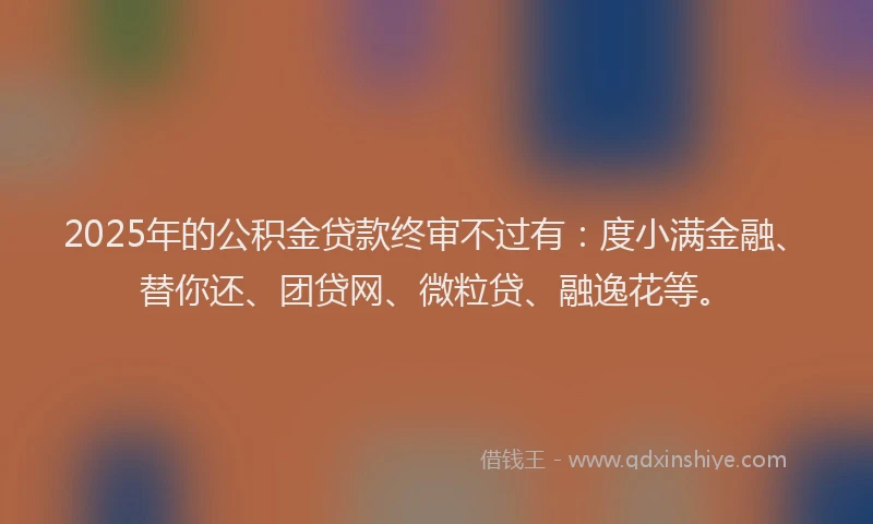 2025年的公积金贷款终审不过有：度小满金融、替你还、团贷网、微粒贷、融逸花等。