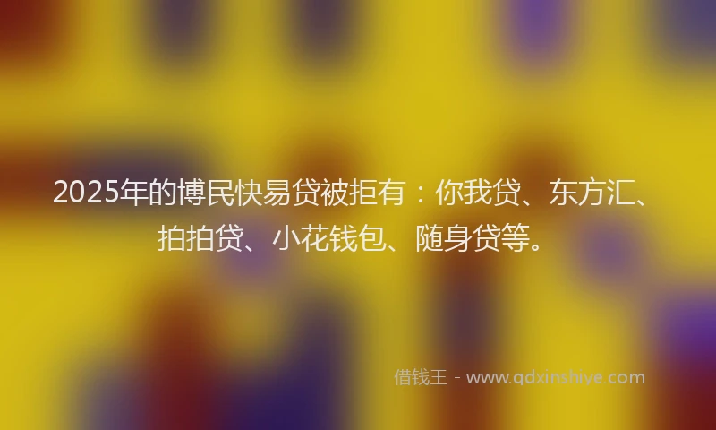 2025年的博民快易贷被拒有：你我贷、东方汇、拍拍贷、小花钱包、随身贷等。