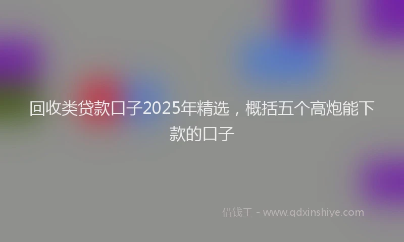 回收类贷款口子2025年精选，概括五个高炮能下款的口子