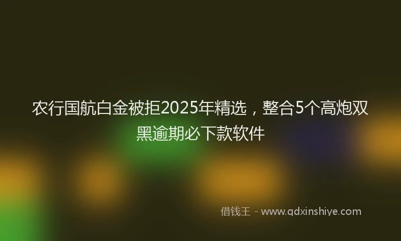 农行国航白金被拒2025年精选，整合5个高炮双黑逾期必下款软件