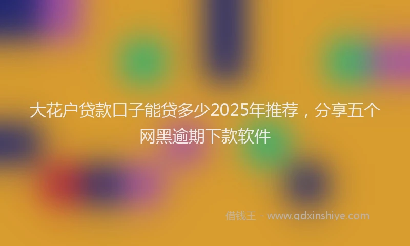 大花户贷款口子能贷多少2025年推荐，分享五个网黑逾期下款软件