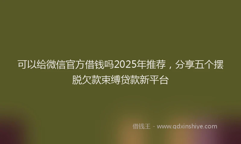可以给微信官方借钱吗2025年推荐，分享五个摆脱欠款束缚贷款新平台