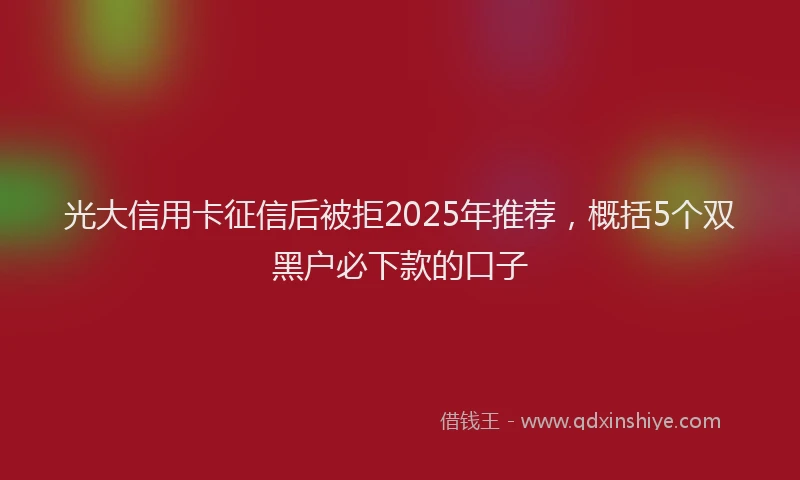 光大信用卡征信后被拒2025年推荐，概括5个双黑户必下款的口子