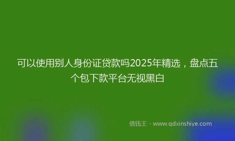 可以使用别人身份证贷款吗2025年精选，盘点五个包下款平台无视黑白