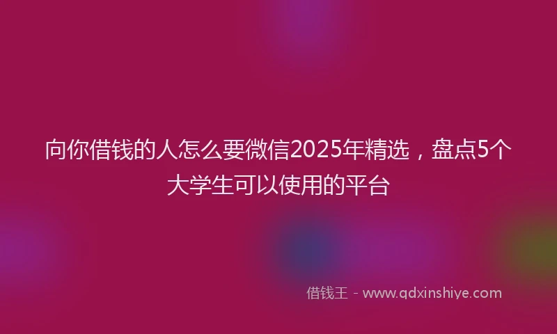 向你借钱的人怎么要微信2025年精选，盘点5个大学生可以使用的平台