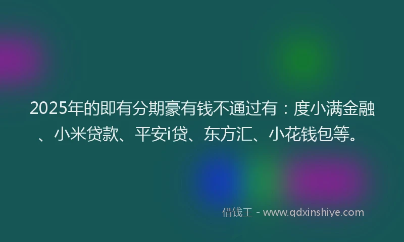 2025年的即有分期豪有钱不通过有：度小满金融、小米贷款、平安i贷、东方汇、小花钱包等。