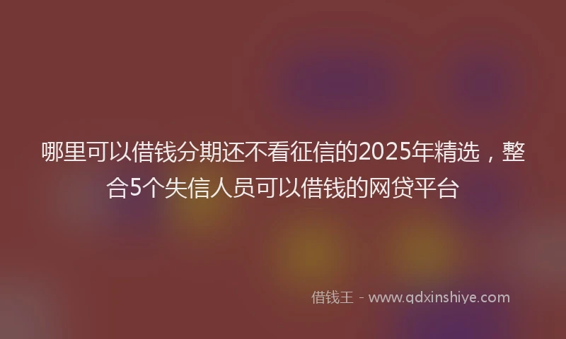 哪里可以借钱分期还不看征信的2025年精选，整合5个失信人员可以借钱的网贷平台