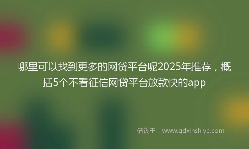 哪里可以找到更多的网贷平台呢2025年推荐，概括5个不看征信网贷平台放款快的app