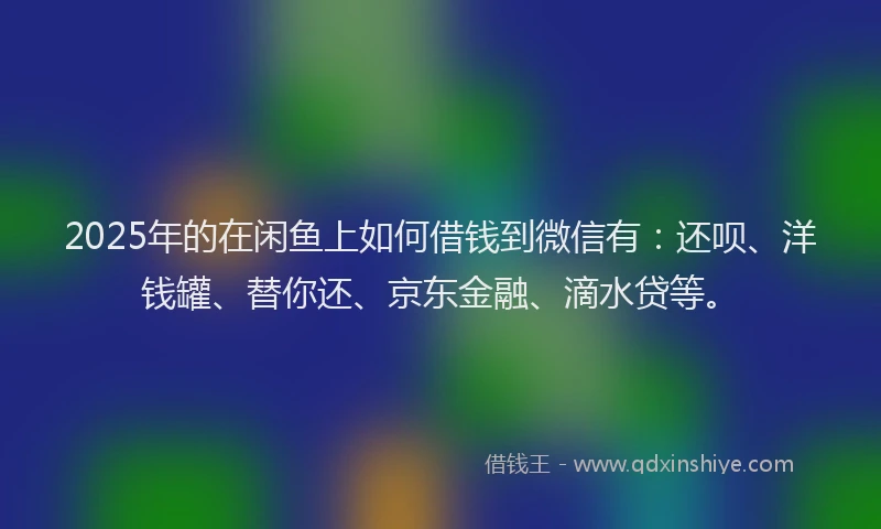 2025年的在闲鱼上如何借钱到微信有：还呗、洋钱罐、替你还、京东金融、滴水贷等。