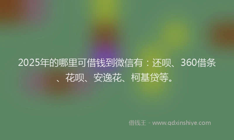 2025年的哪里可借钱到微信有：还呗、360借条、花呗、安逸花、柯基贷等。