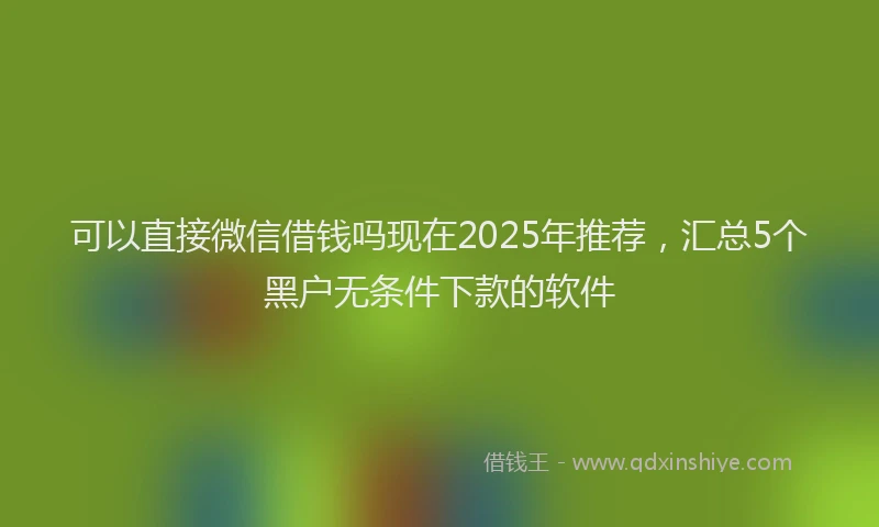 可以直接微信借钱吗现在2025年推荐，汇总5个黑户无条件下款的软件