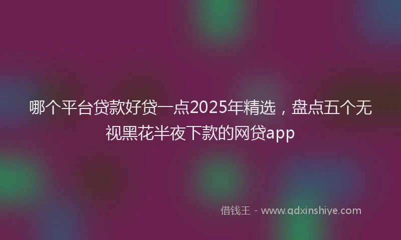 哪个平台贷款好贷一点2025年精选，盘点五个无视黑花半夜下款的网贷app