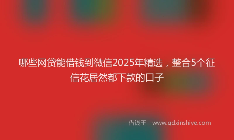 哪些网贷能借钱到微信2025年精选，整合5个征信花居然都下款的口子