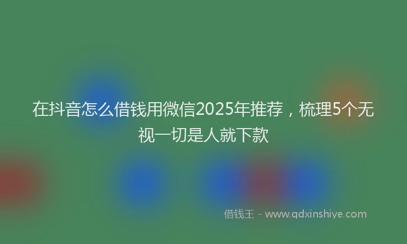 在抖音怎么借钱用微信2025年推荐，梳理5个无视一切是人就下款