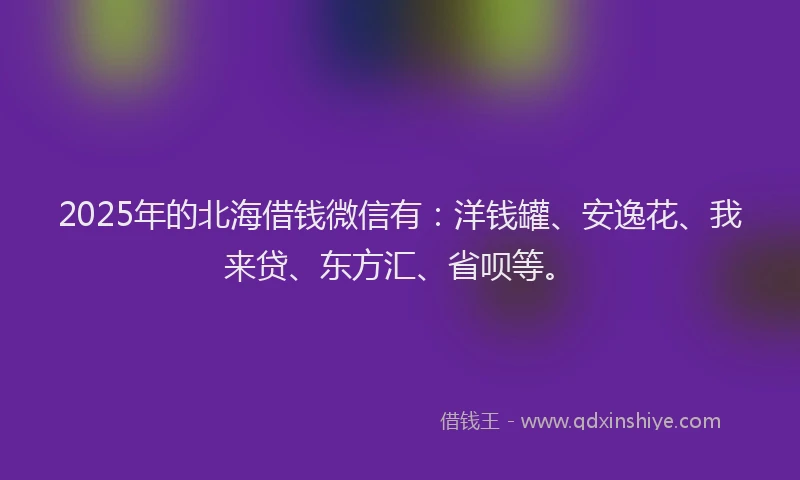 2025年的北海借钱微信有：洋钱罐、安逸花、我来贷、东方汇、省呗等。