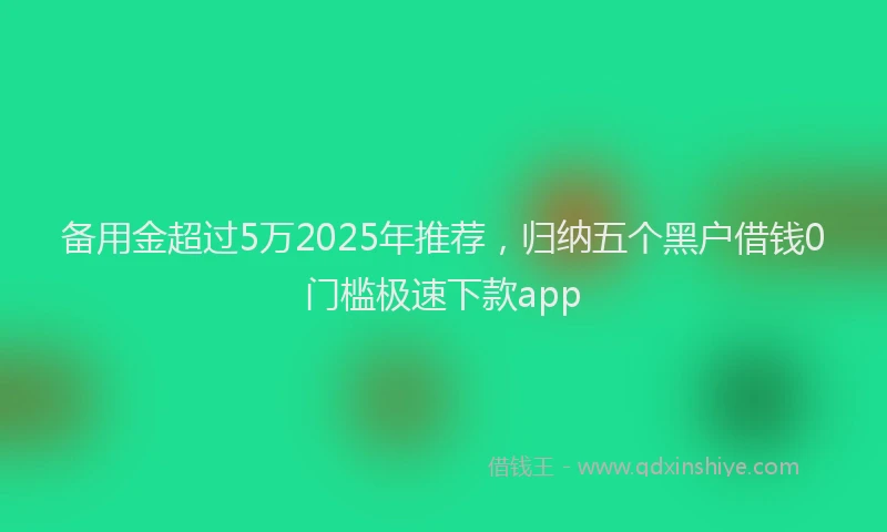 备用金超过5万2025年推荐，归纳五个黑户借钱0门槛极速下款app