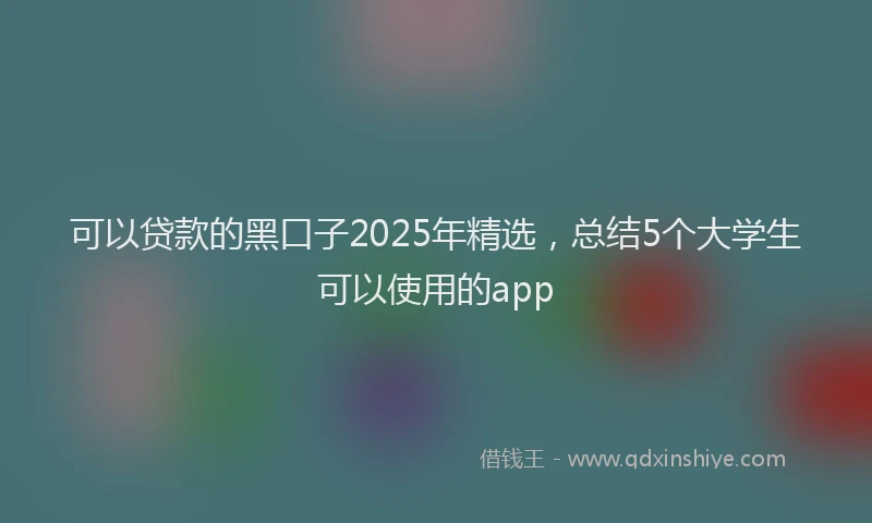 可以贷款的黑口子2025年精选，总结5个大学生可以使用的app