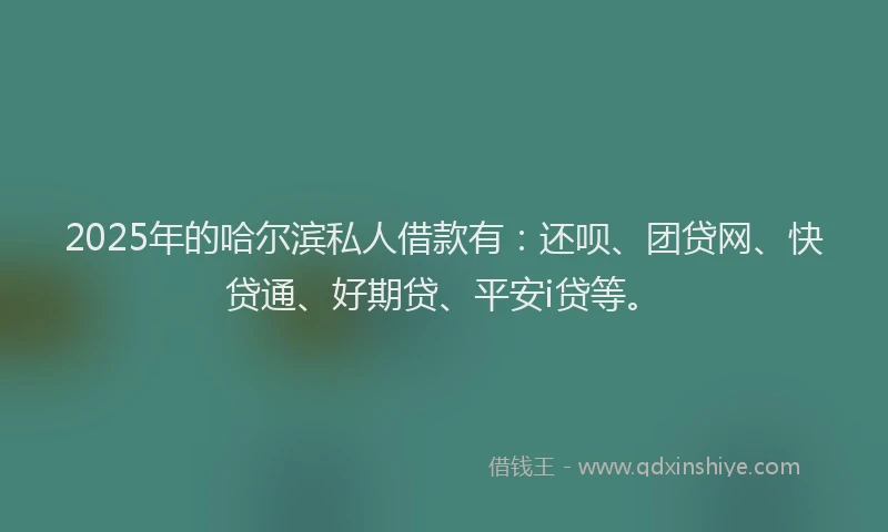 2025年的哈尔滨私人借款有：还呗、团贷网、快贷通、好期贷、平安i贷等。