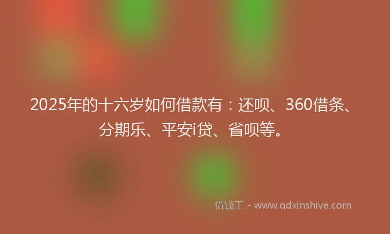 2025年的十六岁如何借款有：还呗、360借条、分期乐、平安i贷、省呗等。
